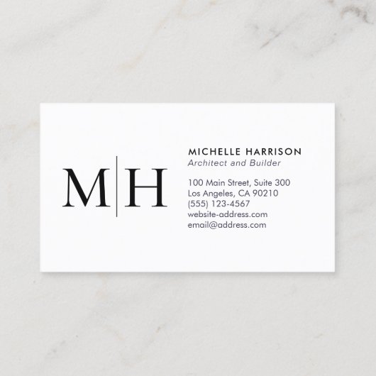 Elegantes modernes Monogramm Schwarz-weiß Beruflic Visitenkarte (Rückseite)