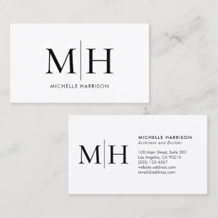 Elegantes modernes Monogramm Schwarz-weiß Beruflic Visitenkarte