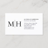 Elegantes modernes Monogramm Schwarz-weiß Beruflic Visitenkarte (Rückseite)