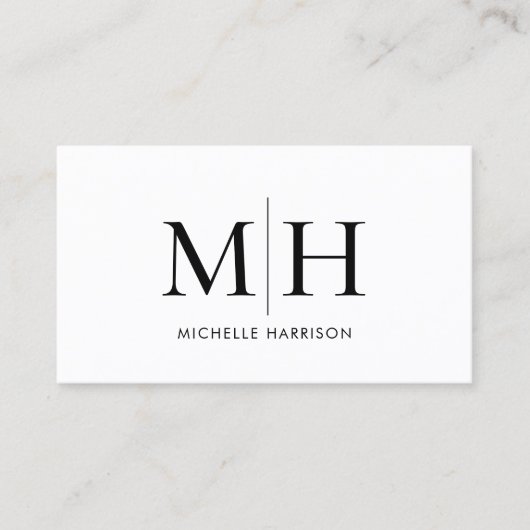 Elegantes modernes Monogramm Schwarz-weiß Beruflic Visitenkarte (Vorderseite)