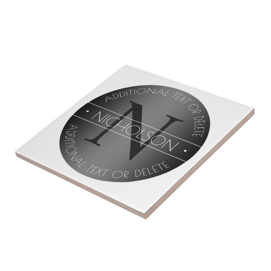 Elegantes modernes Monogramm-Schwarz-Weiß-Shading Fliese (Seite)