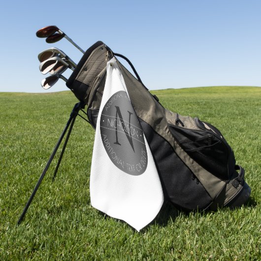 Elegantes modernes Monogramm-Schwarz-Weiß-Shading Golfhandtuch (Gras)