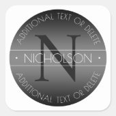 Elegantes modernes Monogramm-Schwarz-Weiß-Shading Quadratischer Aufkleber (Vorderseite)