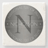 Elegantes modernes Monogramm-Schwarz-Weiß-Shading Steinuntersetzer (Vorderseite)