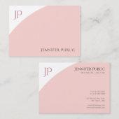 Elegantes, modernes Monogramm-Template Rosa weiß Visitenkarte (Vorne/Hinten)