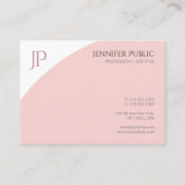 Elegantes, modernes Monogramm-Template Rosa weiß Visitenkarte (Rückseite)
