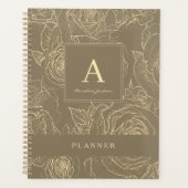 Elegantes, modernes Monogramm und Name Imitat Gold Planer (Vorderseite)