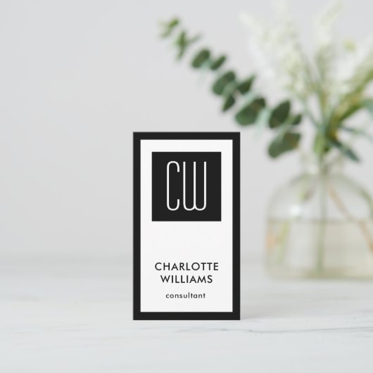 Elegantes modernes Monogramm Vertikales Schlichtes Visitenkarte (Stehend Vorderseite)