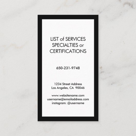 Elegantes modernes Monogramm Vertikales Schlichtes Visitenkarte (Rückseite)