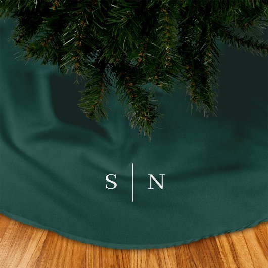 Elegantes modernes Monogramm | Weihnachtsgrün Polyester Weihnachtsbaumdecke