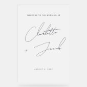 Elegantes, modernes Namensskript Begrüßung Mattier Acrylschild (Vorderseite)