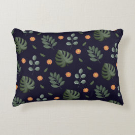Elegantes modernes navy botanisches Blatt Blumenmu Dekokissen