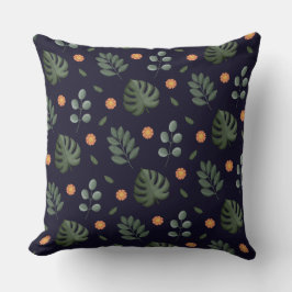 Elegantes modernes navy botanisches Blatt Blumenmu Kissen