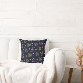 Elegantes modernes navy botanisches Blatt Blumenmu Kissen