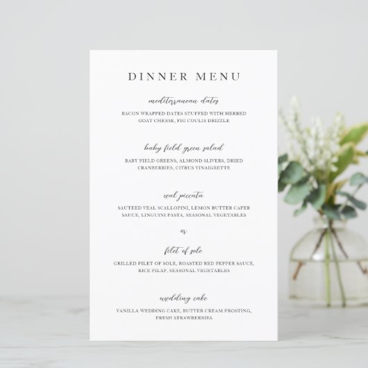 Elegantes modernes neutrales Hochzeitsmenü (Stehend Vorderseite)