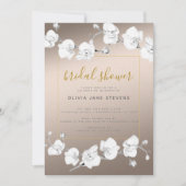 Elegantes, modernes Orchideen Beige Brautparty Einladung (Vorderseite)