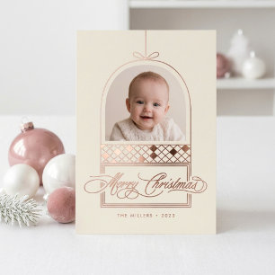 Elegantes modernes Ornament mit Bogen für Weihnach Folien Feiertagskarte