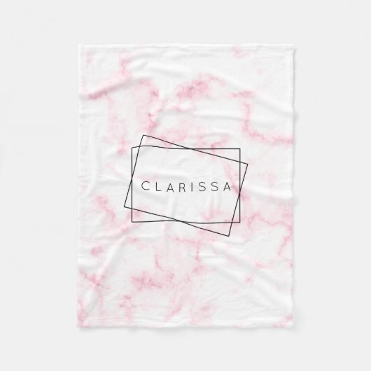 elegantes modernes Pastellrosa- und Weiß-Imitat Fleecedecke (Vorderseite)