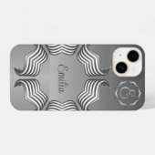 Elegantes modernes Peeking Heart Monogram iPhone 1 Hülle (Rückseite (Horizontal))