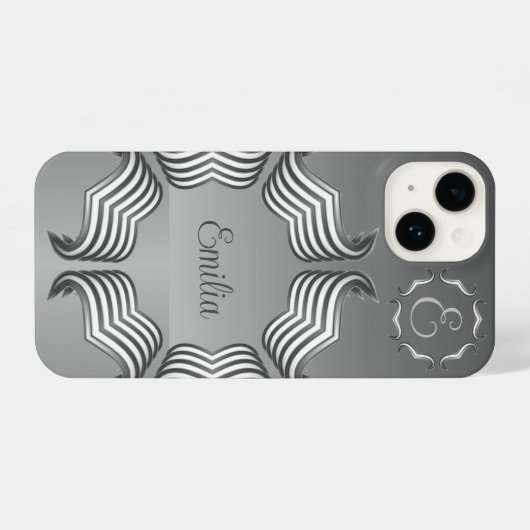 Elegantes modernes Peeking Heart Monogram iPhone 1 iPhone Hülle (Rückseite (Horizontal))