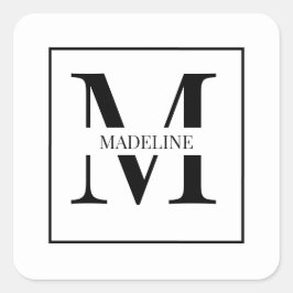 Elegantes, modernes Personalisiertes Monogramm Quadratischer Aufkleber