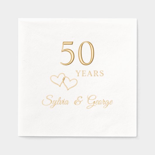 Elegantes modernes Personalisiertes Party zum 50. Servietten Mit Folie (Vorderseite)