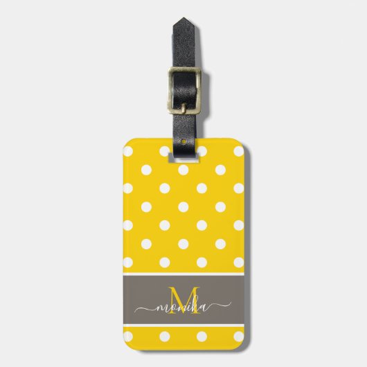 Elegantes modernes Polka Dot Muster mit Monogramm Gepäckanhänger (Vorderseite vertikal)