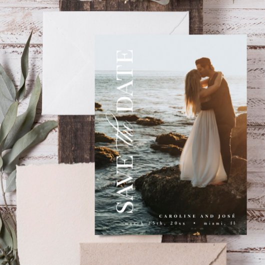 Elegantes modernes Portrait-Foto Save the Date Postkarte