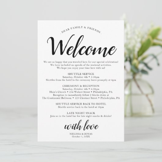 Elegantes, modernes Programm für Schwarze Hochzeit (Stehend Vorderseite)