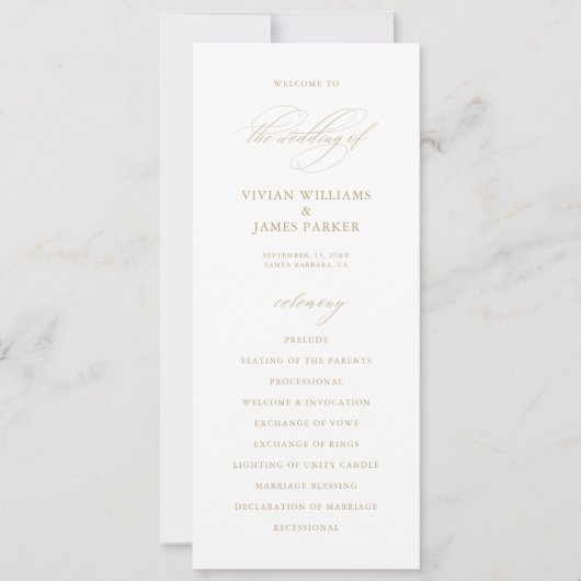 Elegantes, modernes Programm zur Hochzeit von weiß (Vorderseite)