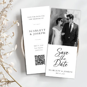 Elegantes modernes QR-Code-Foto-Lesezeichen Save The Date