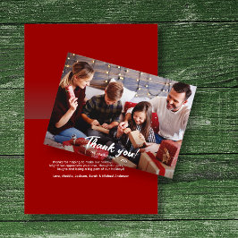 Elegantes modernes Red Holiday Foto Vielen Dank Karte