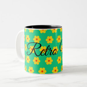 elegantes modernes Retro-Blumenmonogramm Zweifarbige Tasse