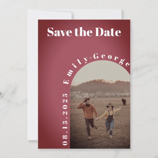 Elegantes modernes romantisches Couple Arch Foto H Save The Date (Vorderseite)