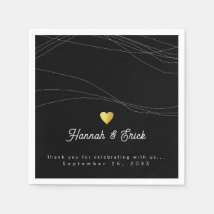 Elegantes modernes romantisches Herz Hochzeit Schw Serviette