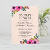 Elegantes, modernes Rosa Blumen Minimales Party Einladung (Stehend Vorderseite)