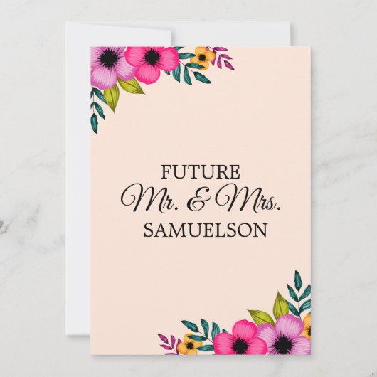 Elegantes, modernes Rosa Blumen Minimales Party Einladung (Rückseite)