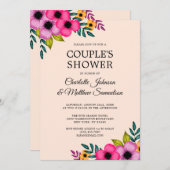 Elegantes, modernes Rosa Blumen Minimales Party Einladung (Vorne/Hinten)