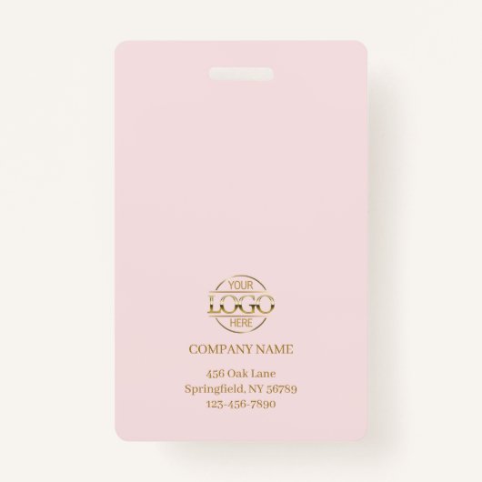 Elegantes modernes Rosa Einfache Mitarbeiter Foto Ausweis (Rückseite)