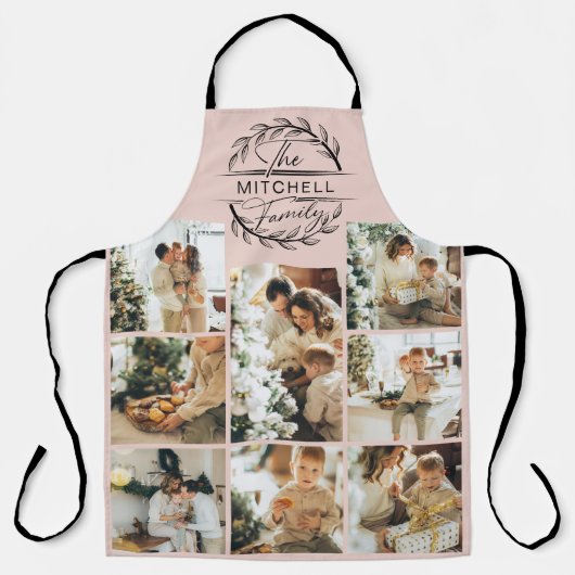 Elegantes, modernes Rosa Familienfoto Collage Schürze (Vorderseite)