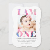 Elegantes modernes rosa Foto 1. Geburtstag Einladung (Vorderseite)