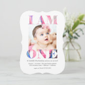 Elegantes modernes rosa Foto 1. Geburtstag Einladung (Stehend Vorderseite)