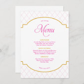 Elegantes modernes rosa goldenes Diamant-Muster Pa Menükarte (Vorne/Hinten)