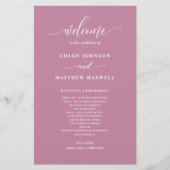 Elegantes, modernes Rosa Hochzeitsprogramm (Vorderseite)