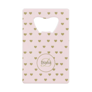 Elegantes modernes Rosa Initialen Monogramm Geldbeutel Flaschenöffner