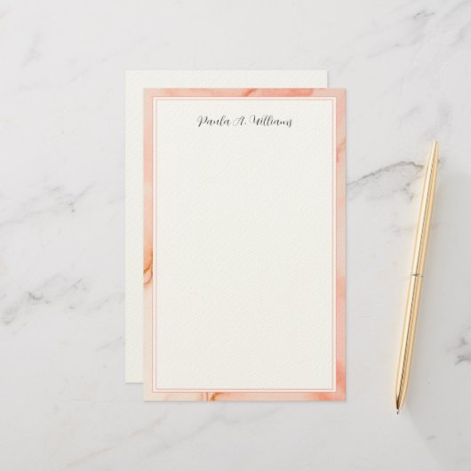 Elegantes modernes rosa Marmorskript Briefpapier (Vorderseite/Rückseite Beispiel)