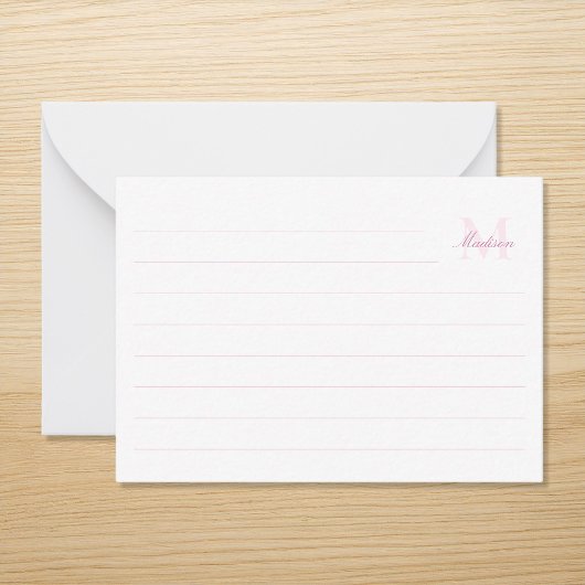 Elegantes, modernes rosa Monogramm Mitteilungskarte