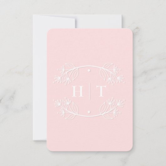 Elegantes modernes rosa Monogramm Wappen Hochzeit RSVP Karte (Vorderseite)
