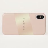 Elegantes, modernes, rosa Rosengold gestreift Case-Mate iPhone Hülle (Rückseite (Horizontal))