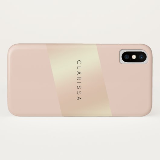 Elegantes, modernes, rosa Rosengold gestreift Case-Mate iPhone Hülle (Rückseite (Horizontal))